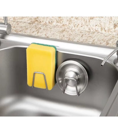 Kitchen Sink Sponge Holder Self Adhesive Drain Drying Rack Wall Hooks Sponge Stand Storage Organizer for Kitchen Sink Organizer