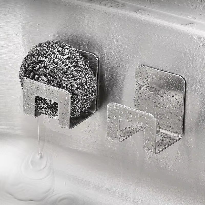 Kitchen Sink Sponge Holder Self Adhesive Drain Drying Rack Wall Hooks Sponge Stand Storage Organizer for Kitchen Sink Organizer