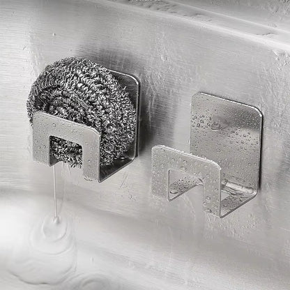 Kitchen Sink Sponge Holder Self Adhesive Drain Drying Rack Wall Hooks Sponge Stand Storage Organizer for Kitchen Sink Organizer